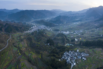 aerial photo of small village of Anhui, China