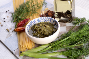 Bowl with wild fennel dressing, Sicilian ingredient