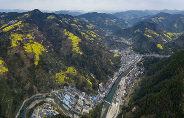 aerial photo of small village of Anhui, China