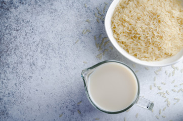 Rice milk on a light stone table