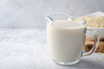Rice milk on a light stone table