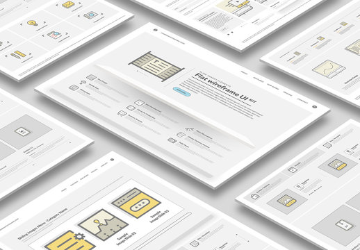 Flat Wireframe UI Layout Kit 