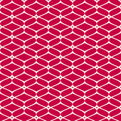 Vector mesh seamless pattern. Red and white luxury background. Grid, lattice
