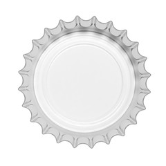 Glass beer bottle cap isolated on white background, top view. 3d illustration