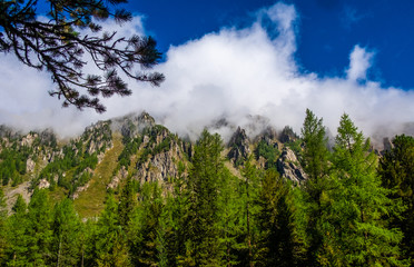 Obraz na płótnie Canvas Mountain landscape. Mountain peaks in the republic of Altai.