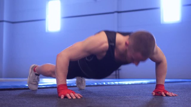 strong man doing push-ups