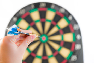 dart board with darts isolated on white