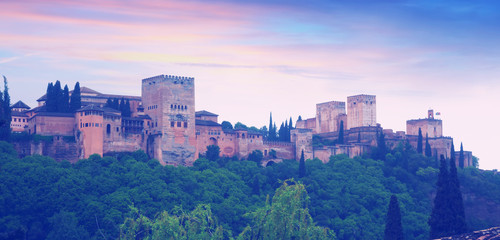 Sunset  view of  Alhambra.  Granada