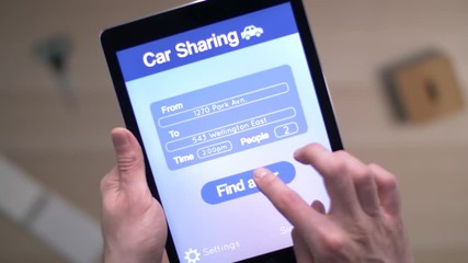 Using a car sharing application where the user choose a car from different options