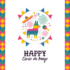 Cinco de mayo hand drawn pinata greeting card