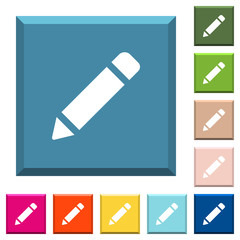 Single pencil with rubber white icons on edged square buttons