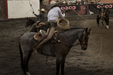 Mexican charros making lots of charreria