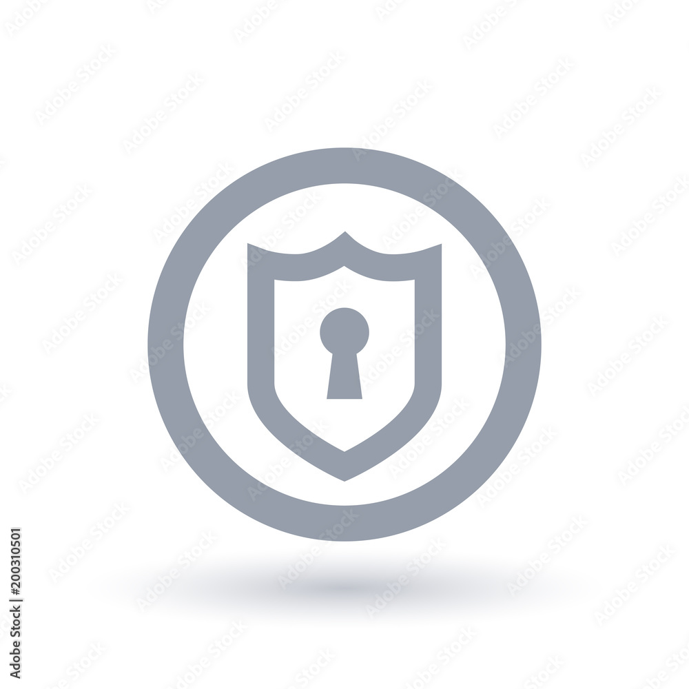 Wall mural shield keyhole icon. system security symbol. secure access sign in circle outline. vector illustrati