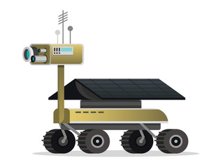 Mars rover. for games and mobile. Modern technology of the future. Astronaut exploring space. Martian robot on the Red Planet for the colonies.