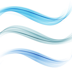 Set of abstract blue waves. Vector illustration