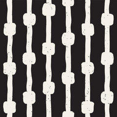 Hand drawn style ethnic seamless pattern. Abstract grungy geometric background in black and white.