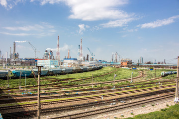 Fototapeta na wymiar View of chemical plant in Novomoskovsk, Russia 