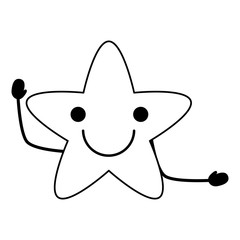 Kawaii happy sea star icon over white background, vector illustration