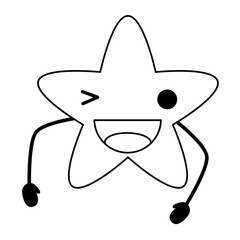 Kawaii sea star wiking an eye over white background, vector illustration