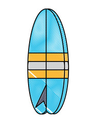 striped surfboard icon over white background, colorful design. vector illustration