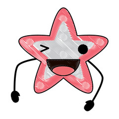 Kawaii sea star wiking an eye over white background, colorful design. vector illustration