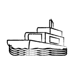 sketch of ship icon over white background, vector illustration