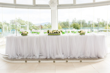Table Setting At Luxury Wedding Reception Beautiful Flowers On The Table
