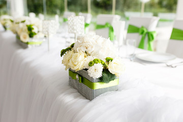 Table Setting At Luxury Wedding Reception Beautiful Flowers On The Table