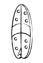 sketch of surfboard with dots over white background, vector illustration