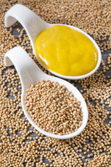 Sauce and seeds of yellow mustard - Sinapis alba