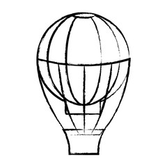 sketch of hot air balloon icon over white background, vector illustration
