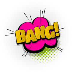 bang boom hand drawn pictures effects. Template comics speech bubble halftone dot background. Pop art style. Comic dialog cloud, text pop-art. Creative idea conversation sketch explosion.