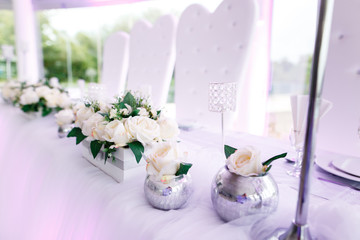 Table Setting At Luxury Wedding Reception Beautiful Flowers On The Table
