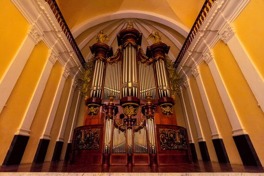 Pipe organ in the chapel of the Cathedral of Arequipa, Peru