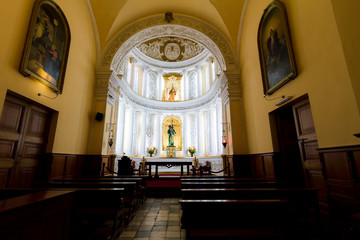 One of the chapels of the Cathedral of Arequipa (Peru) is empty and exhibited to the faithful who visit the church