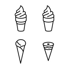 ice cream cone icons set on white background