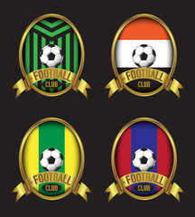 Football Club design logo round with gold ribbon collection