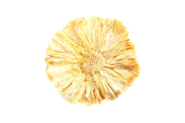 Dried  pineapple on white background 