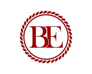 B and E red initial letter typography typeface typeset logotype alphabet image vector icon