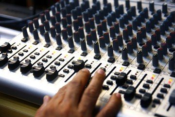 Sound mixer of a recording studio