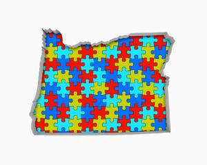 Oregon OR Puzzle Pieces Map Working Together 3d Illustration