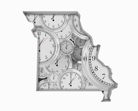 Missouri MO Clock Time Passing Forward Future 3d Illustration
