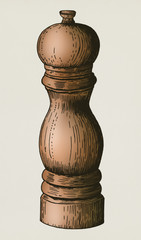 Hand drawn pepper mill