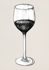 Hand drawn red wine glass