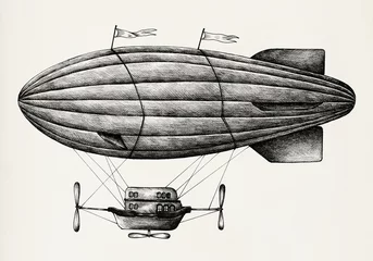 Gordijnen Hand drawn airship isolated on background © Rawpixel.com
