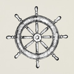 Hand drawn ship wheel