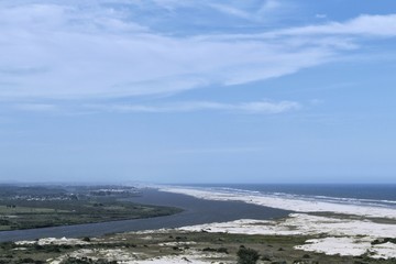 The encounter of the river with the sea in the city of Aranguá in the state of Santa Catarina, Brazil. The place where the photos were taken is called Morro dos Conventos.