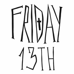 Friday 13th word handwriting vector illustration