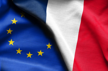 Flags of france and european union