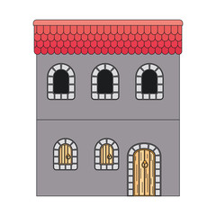 facade and door of medieval castle